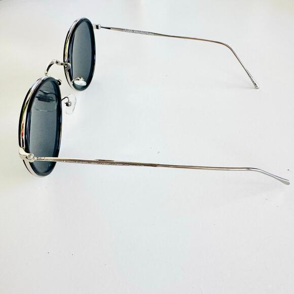 NEW NORDSTROM Black Silver $78 Slim Etch Oversized Metal Sunglasses Sunnies Y2K main image 4